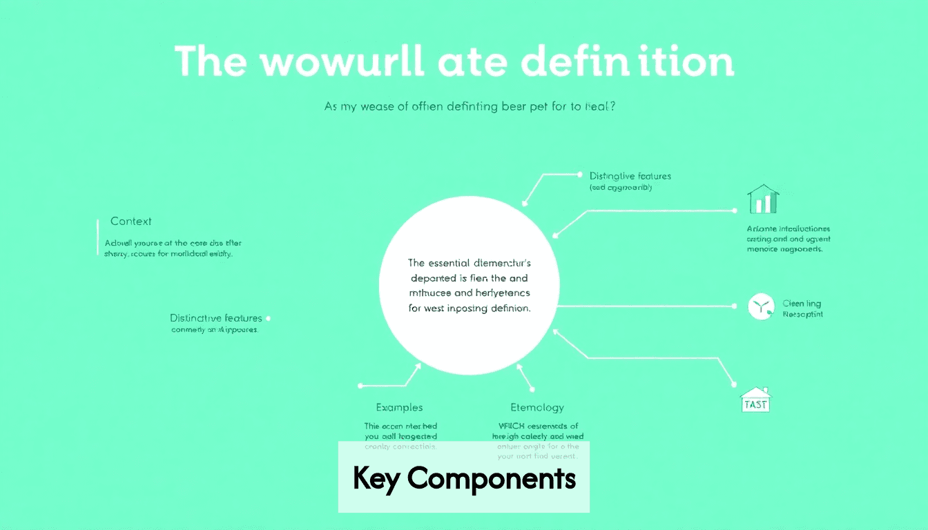 Infographic detailing essential elements of a definition.