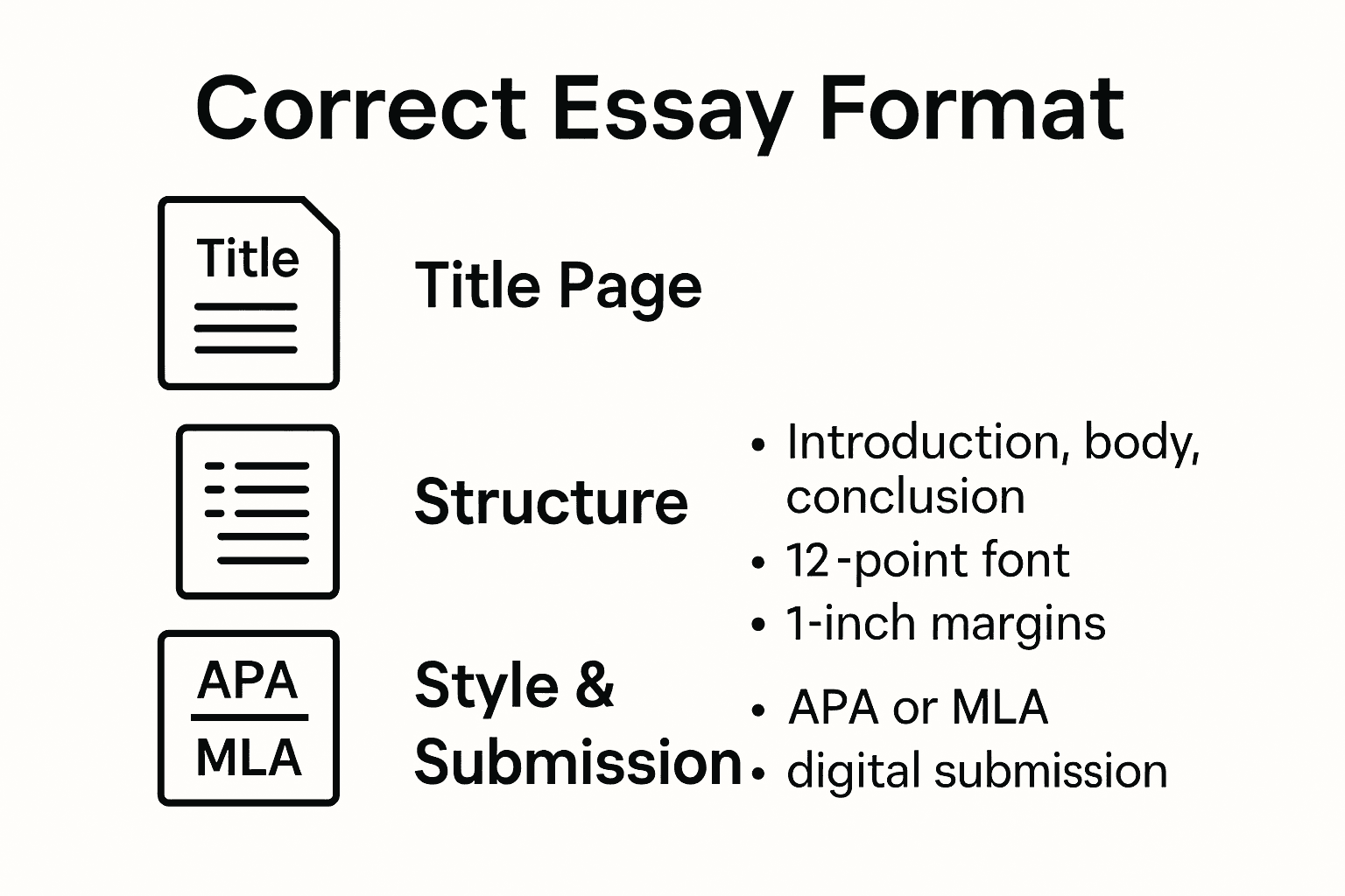 Infographic showing correct essay format essentials