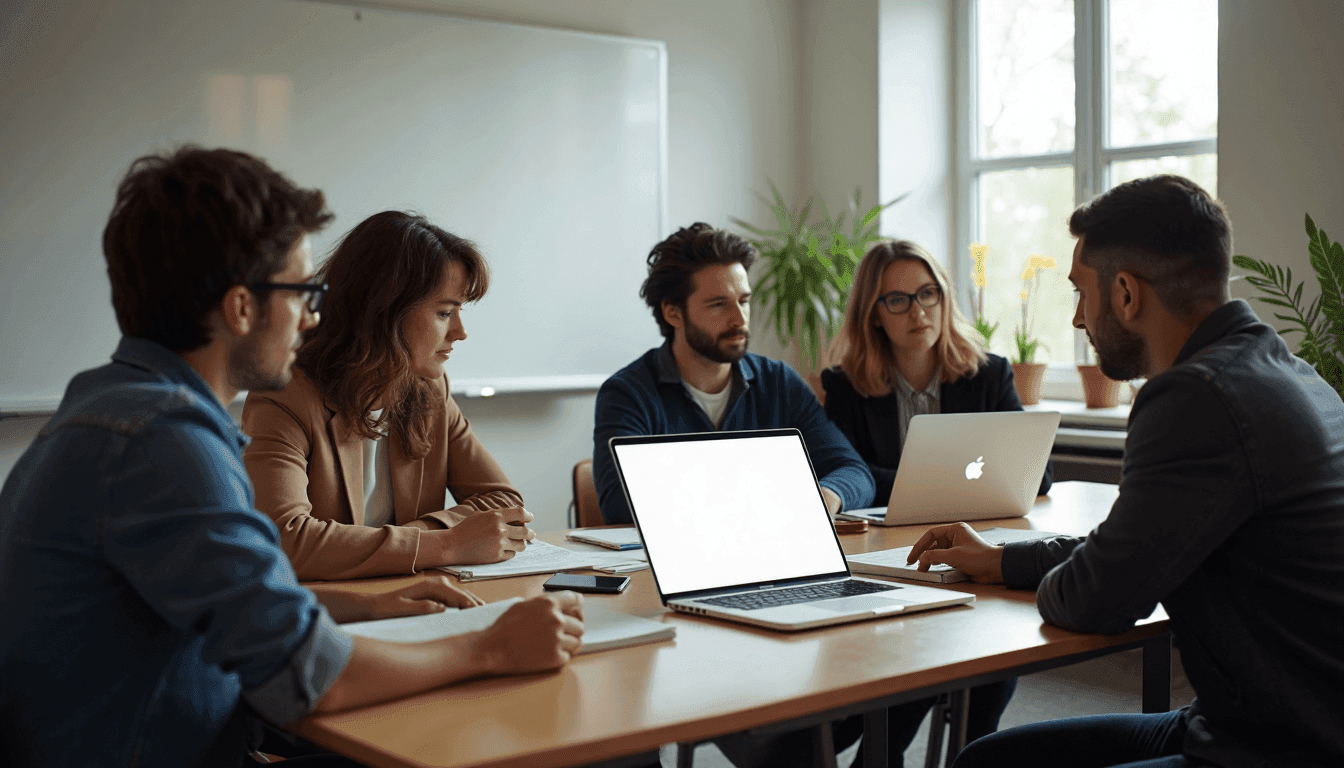 Seminar group referencing APA image citation on a laptop screen