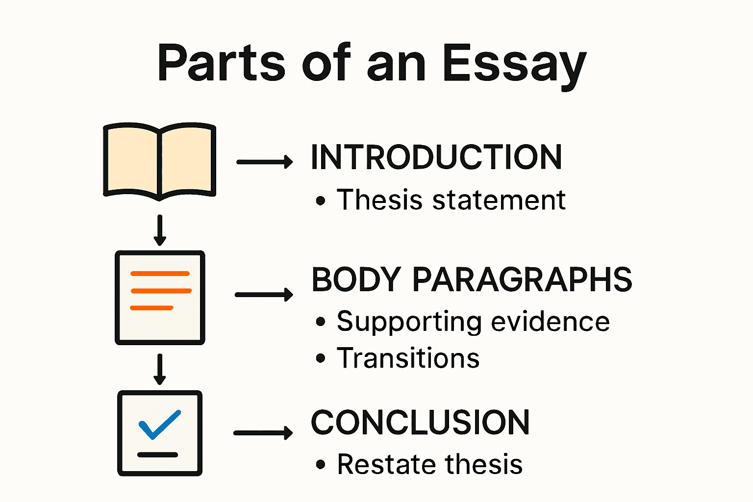Infographic showing core essay format structure