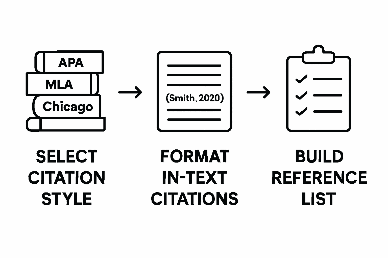 Infographic showing citation process steps