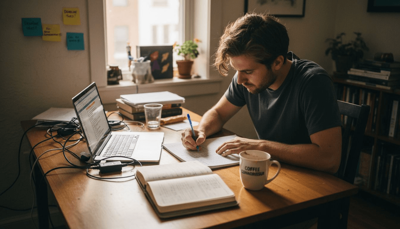 Student analyzing science essay methodology at home