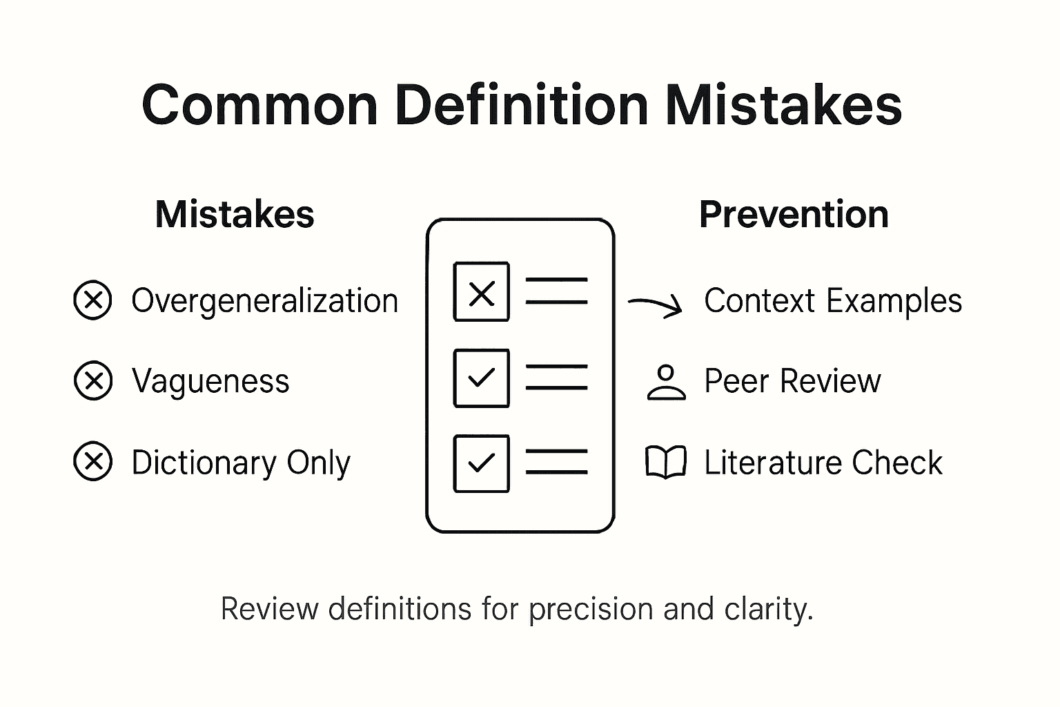 Infographic of key definition mistakes and fixes