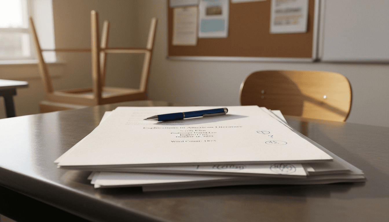 Stack of essays with MLA cover sheet