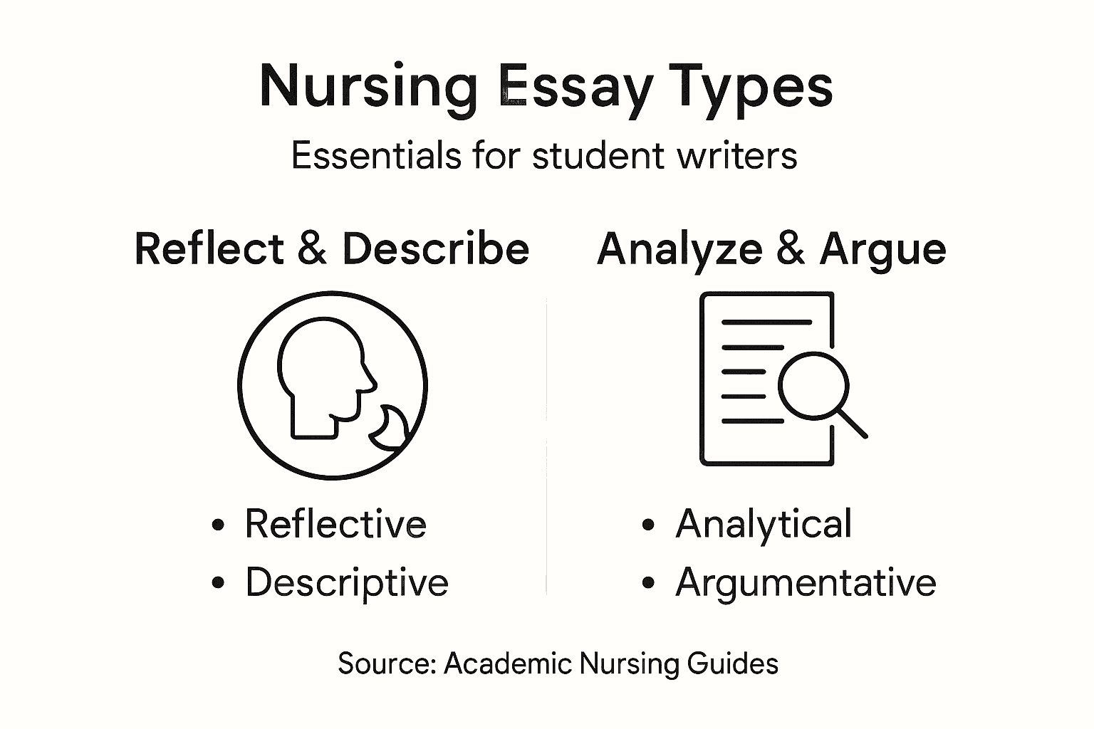 Infographic with nursing essay types overview