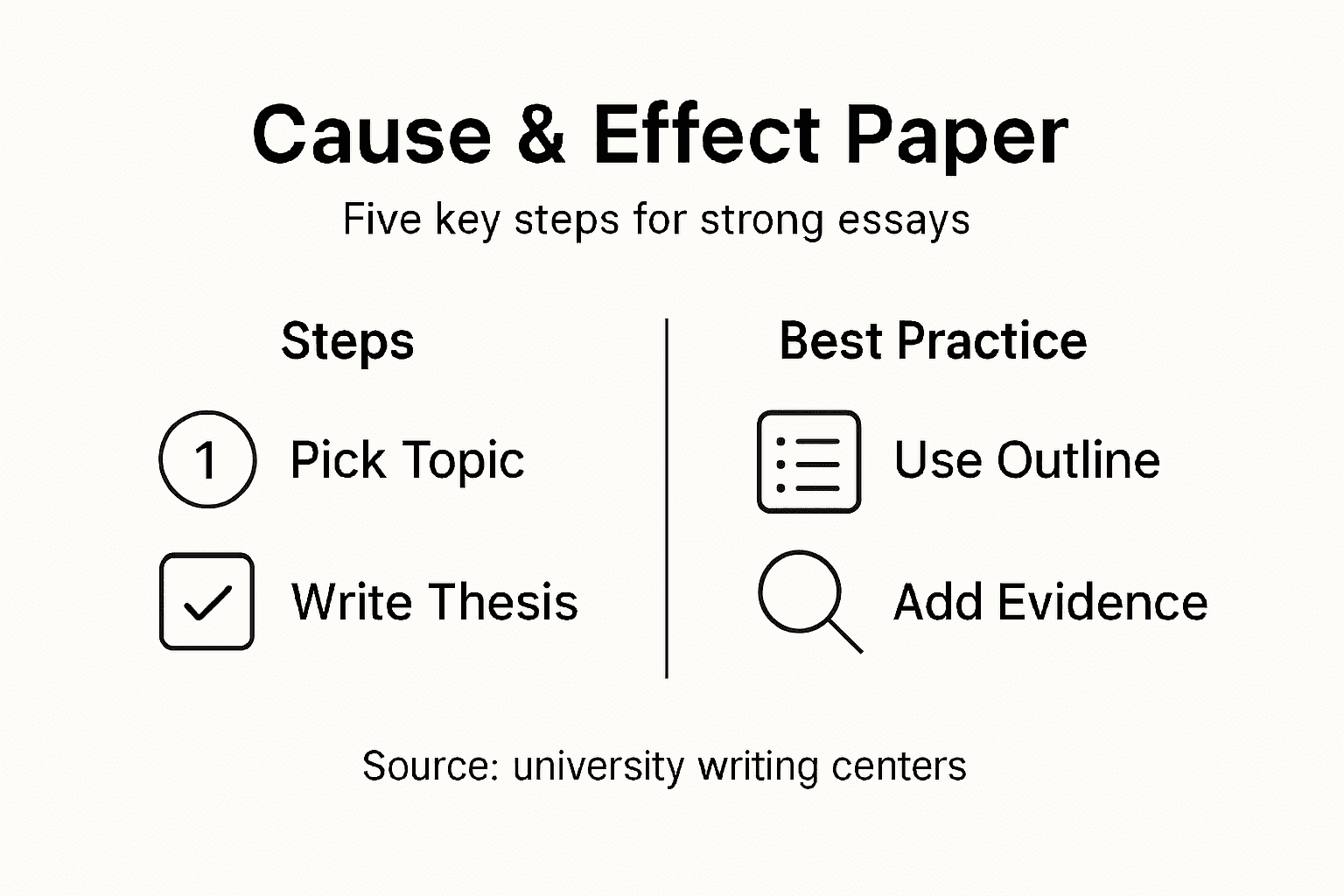 Infographic showing steps for cause and effect paper
