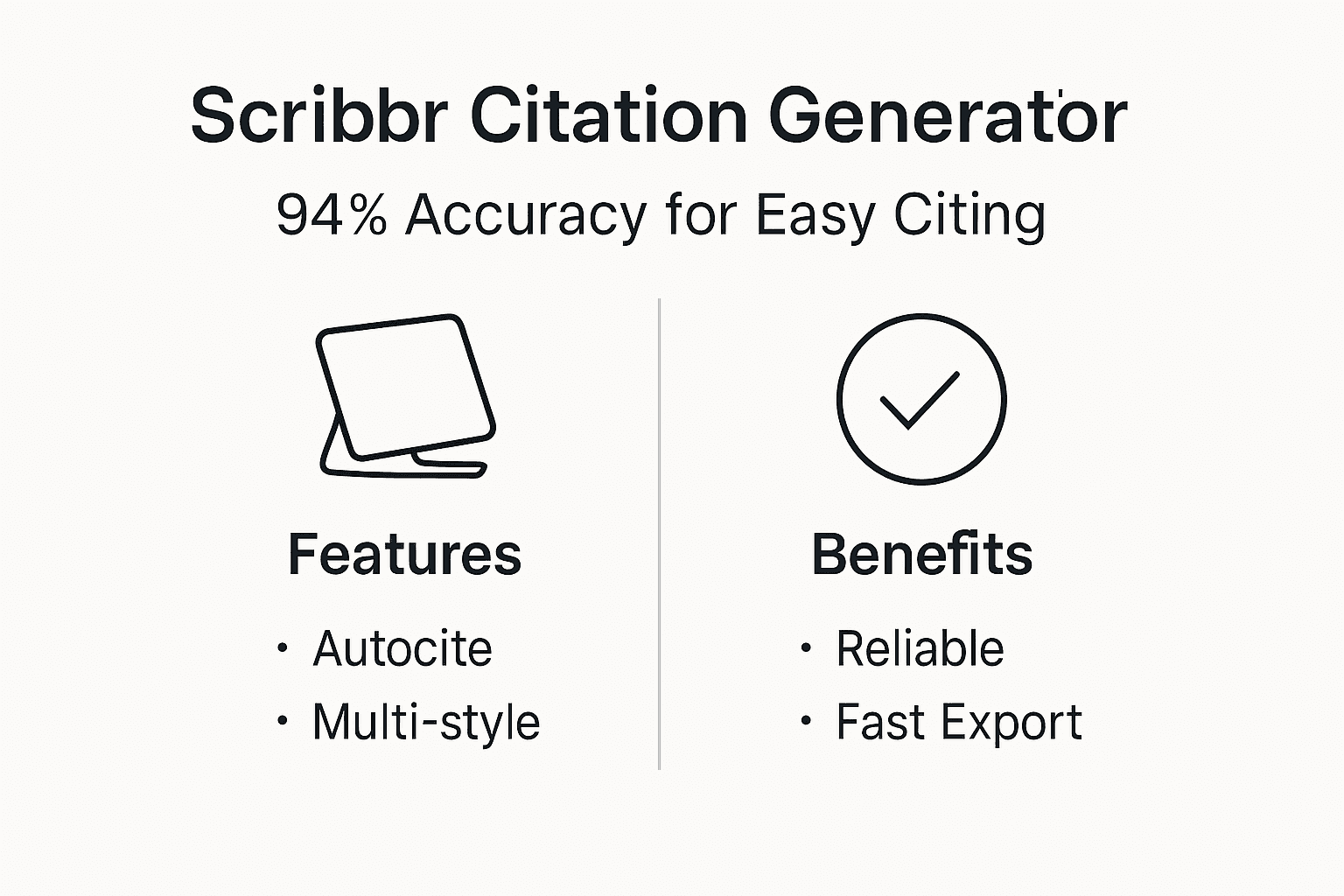 Infographic showing Scribbr citation generator features and benefits