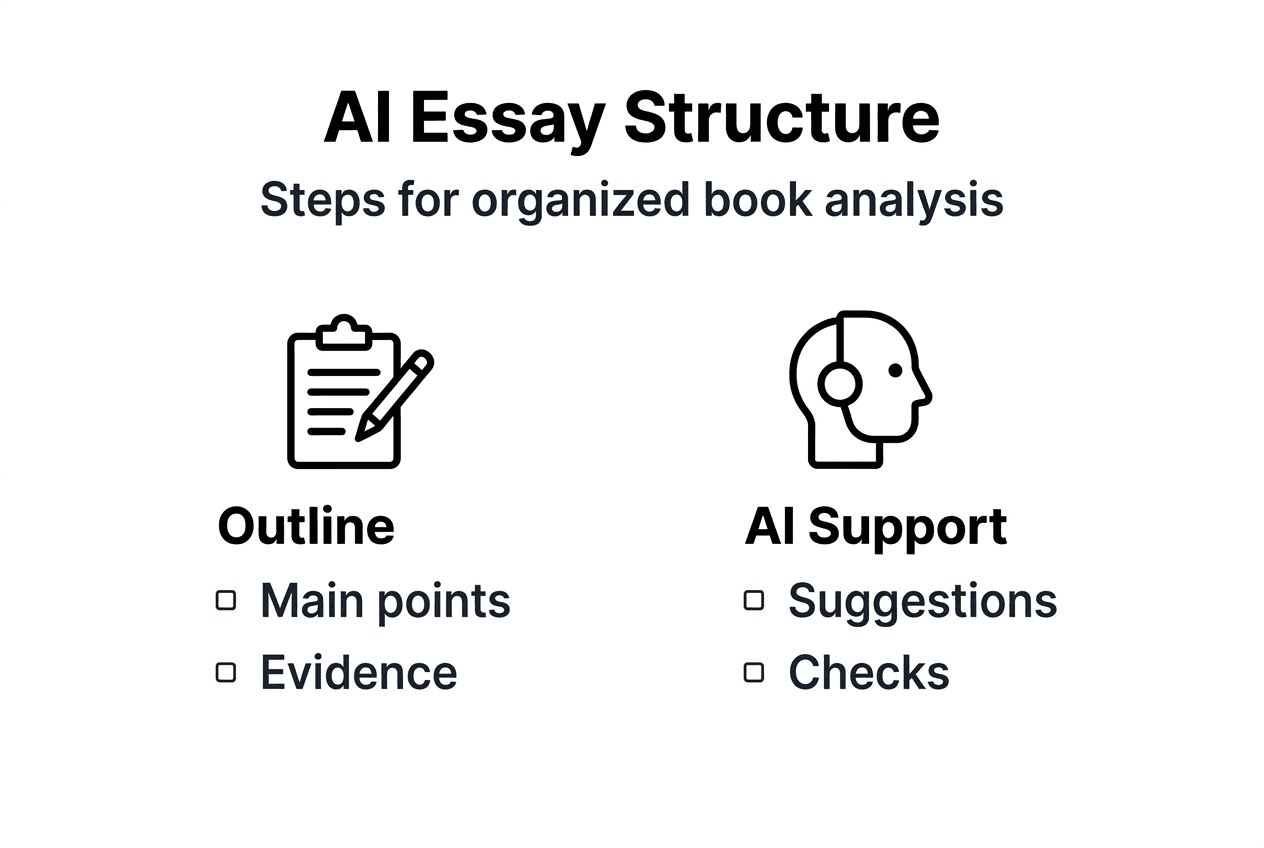 Infographic about structuring book essays with AI