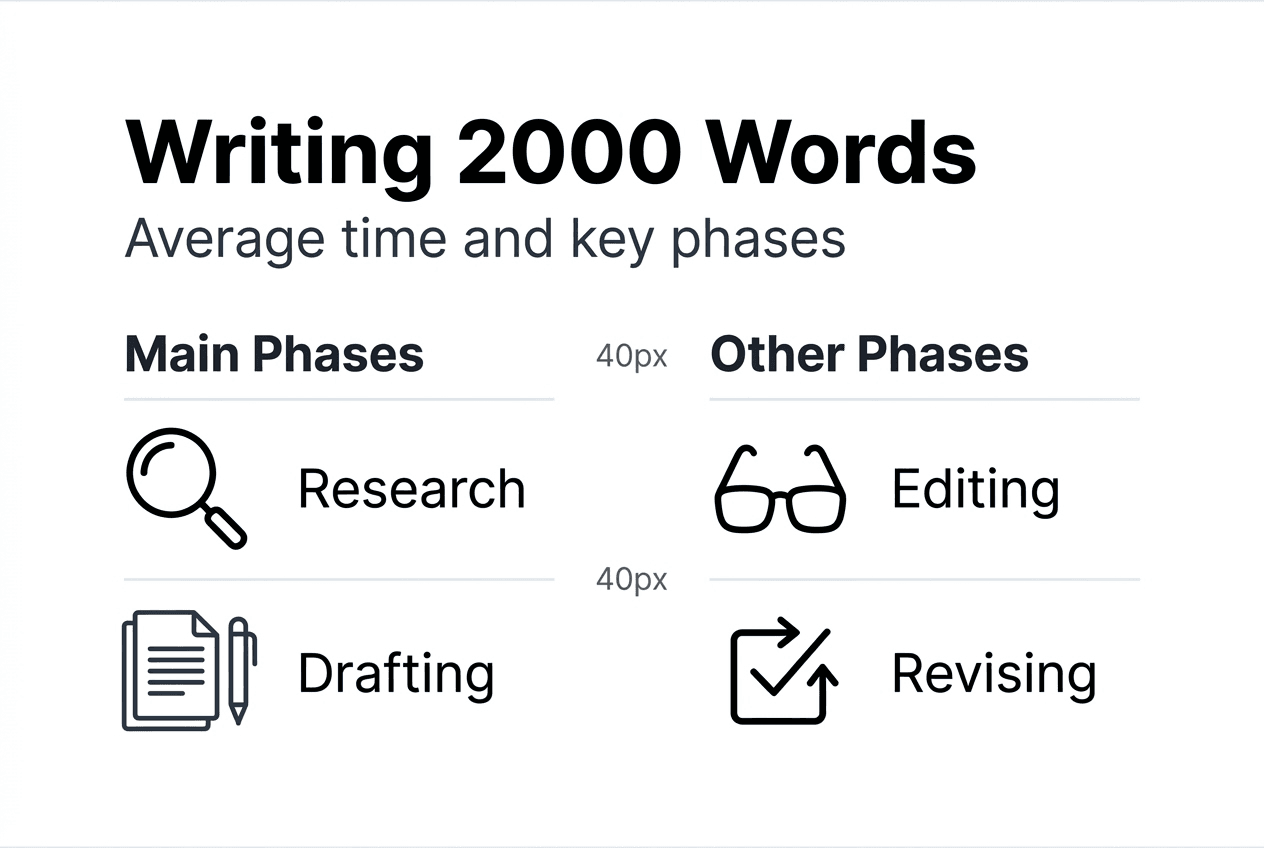 Infographic showing writing time phases and breakdown