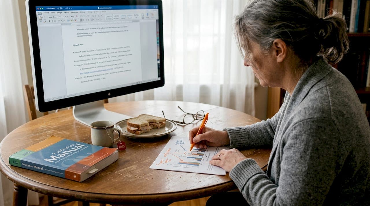 Editor reviewing APA figure note formatting