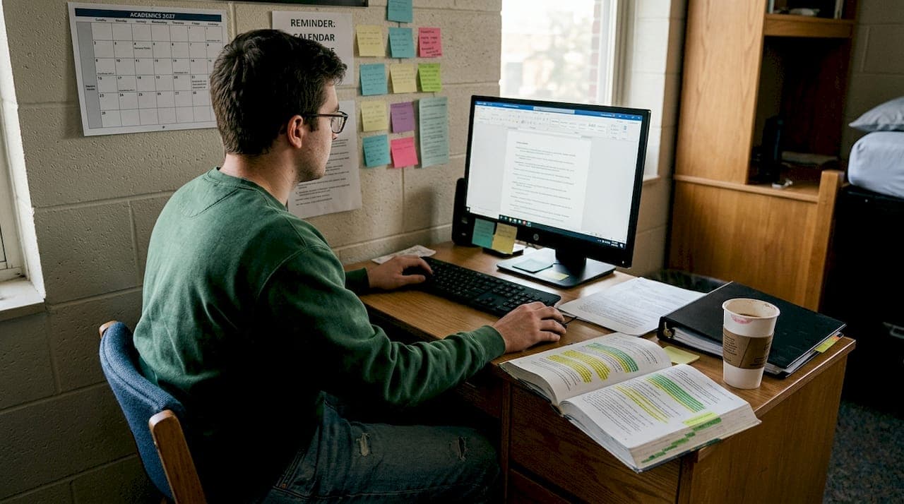 Student formatting APA reference list in dorm