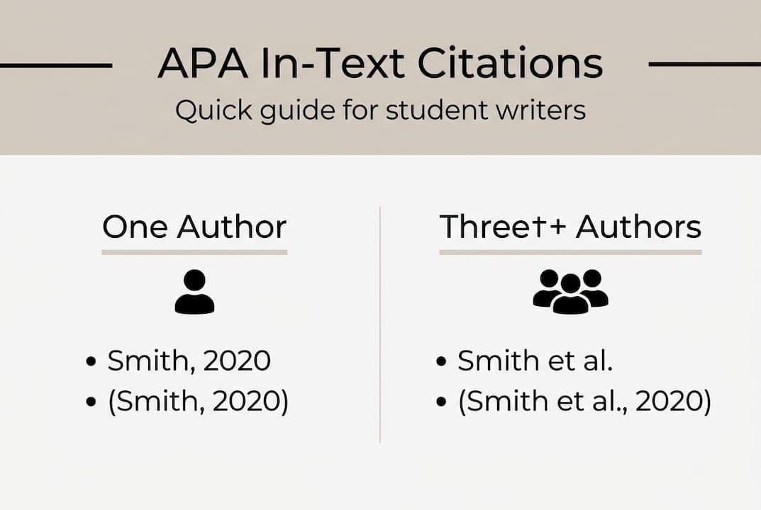 Infographic showing basic APA citation examples