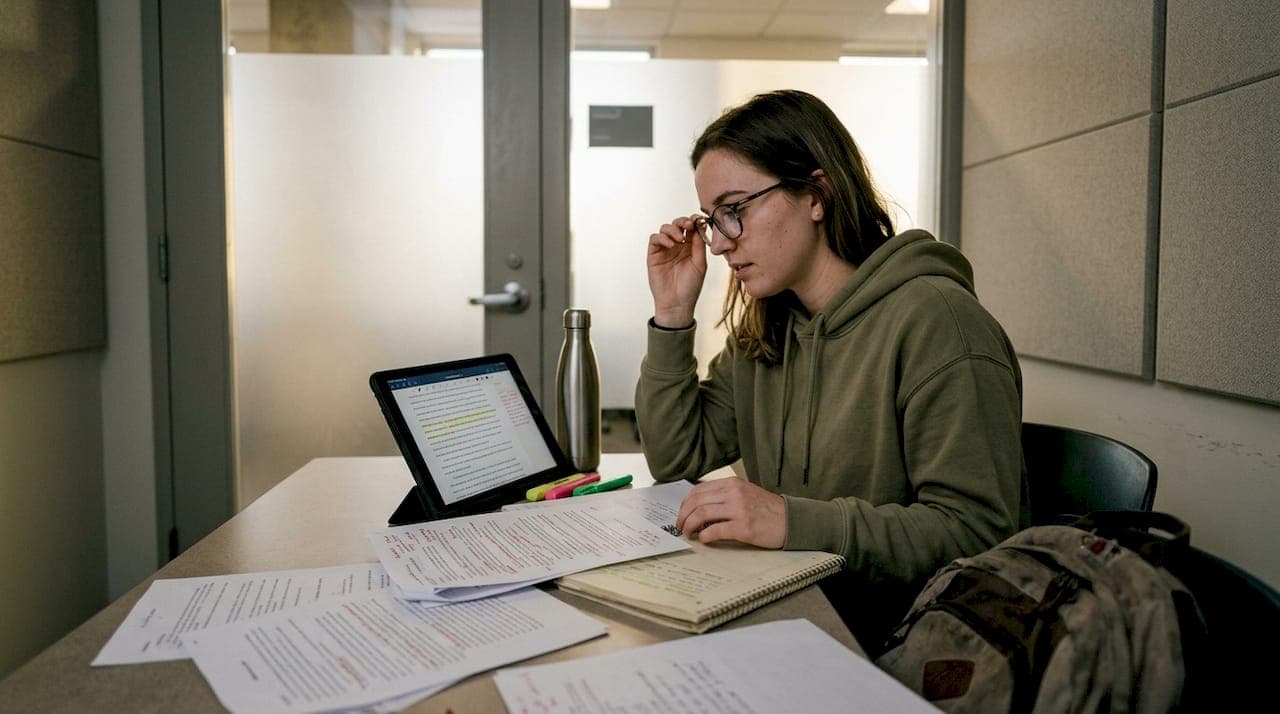 Student revising essay using AI feedback