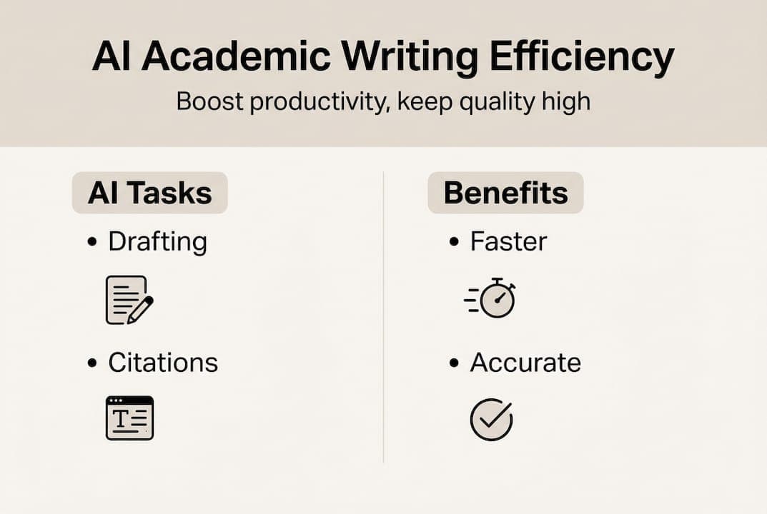 Infographic showing AI tasks and efficiency benefits