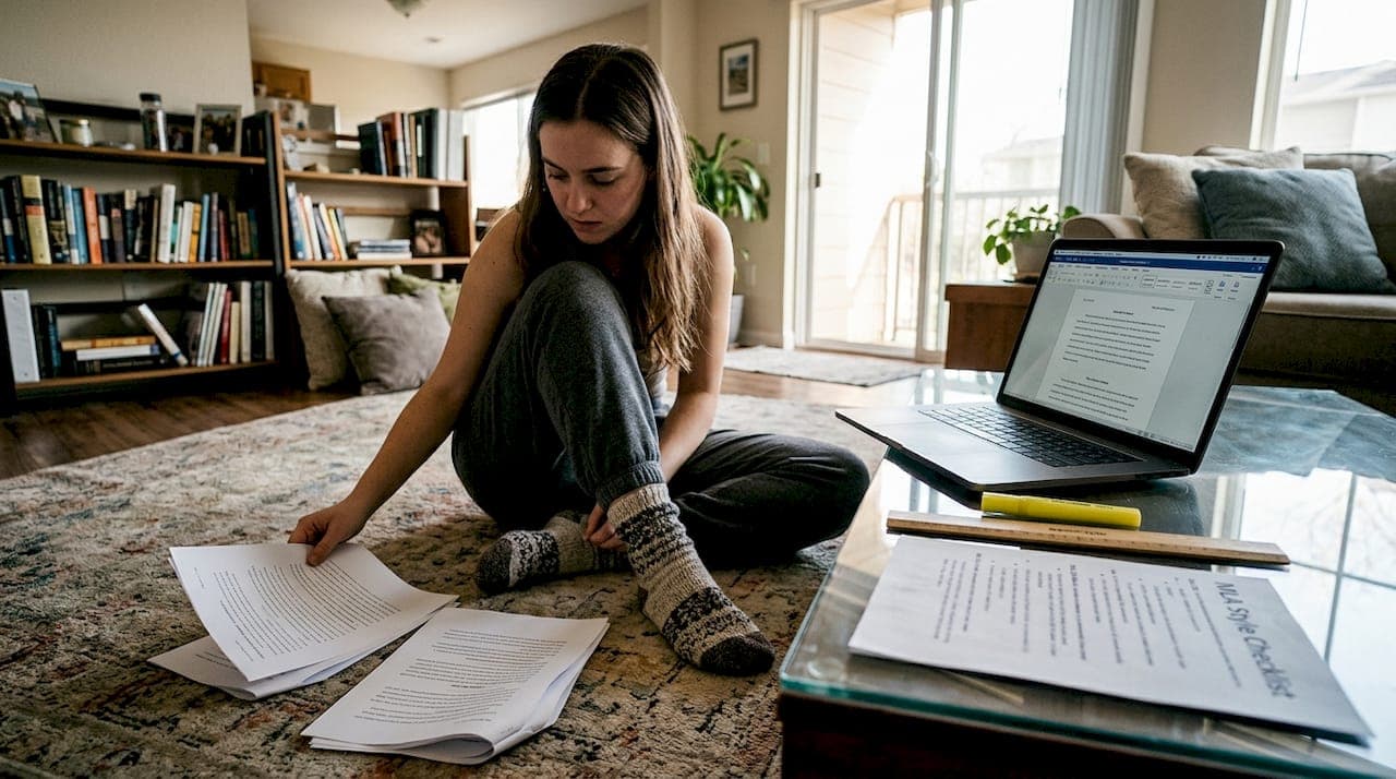 Student formatting MLA paper at home