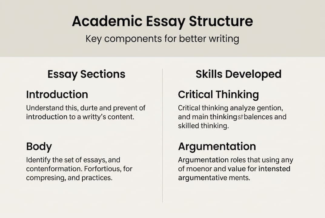 Infographic showing essay structure and skills