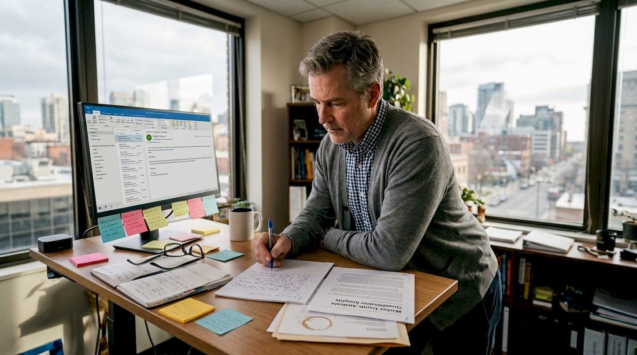 Analyst reviewing academic essay report