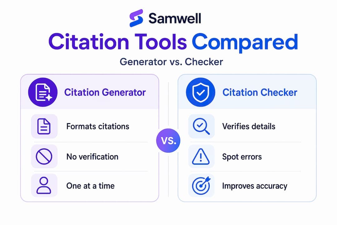 Infographic comparing citation generator and checker