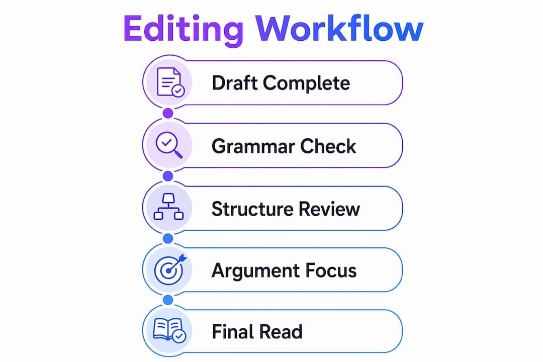 Infographic showing step-by-step paper editing process