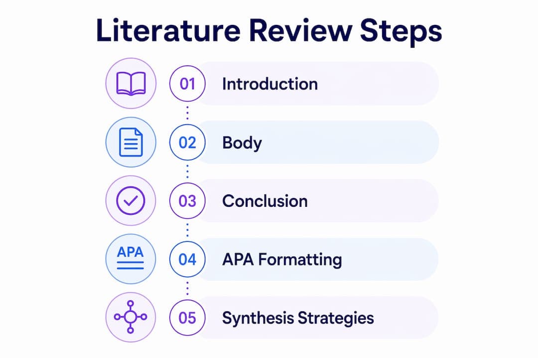 Infographic outlining literature review steps