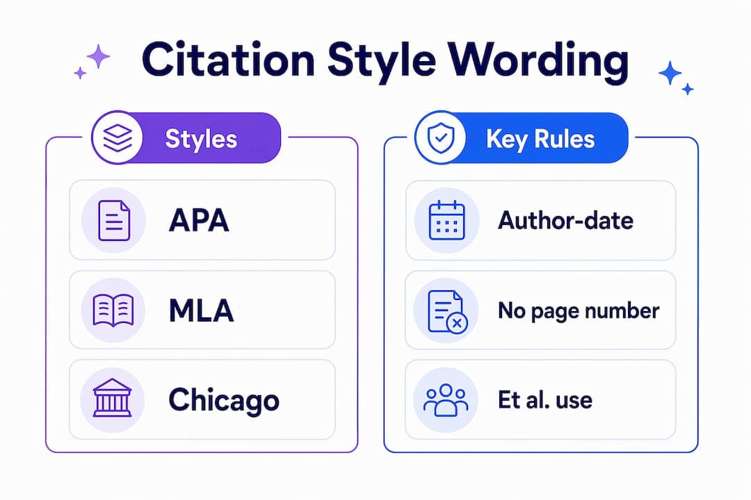 Infographic comparing citation style wording differences
