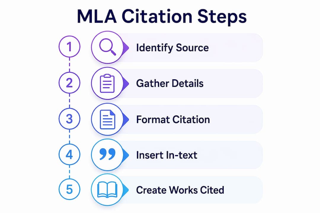 Infographic showing MLA citation steps