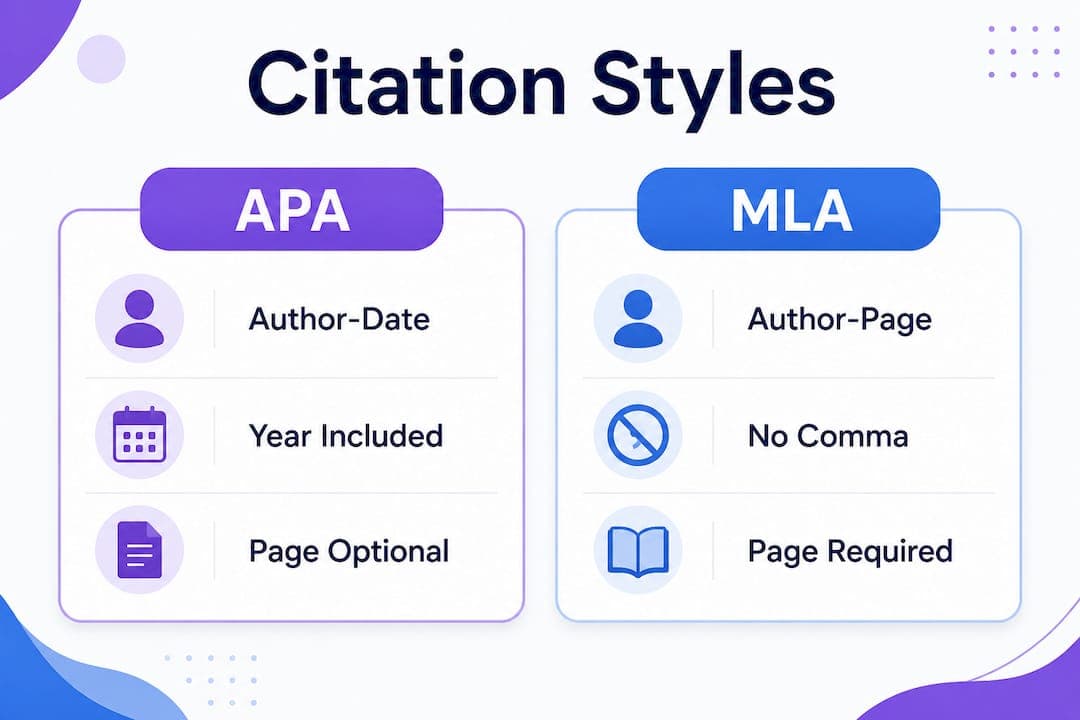 Infographic comparing APA and MLA citation styles