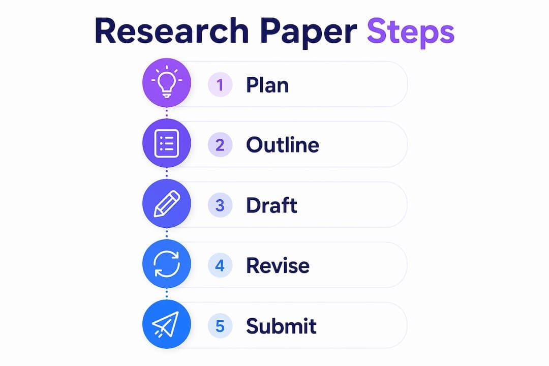 Infographic showing step-by-step research paper process
