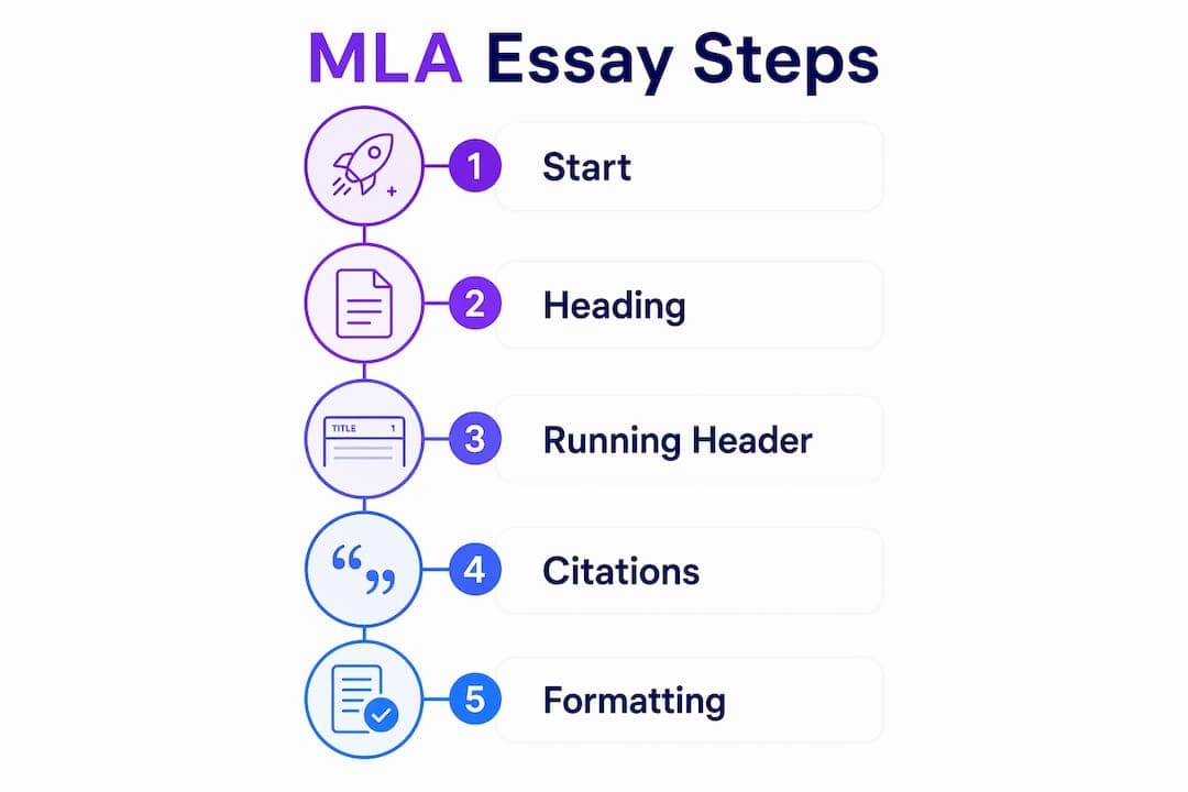Infographic summarizing MLA essay formatting steps