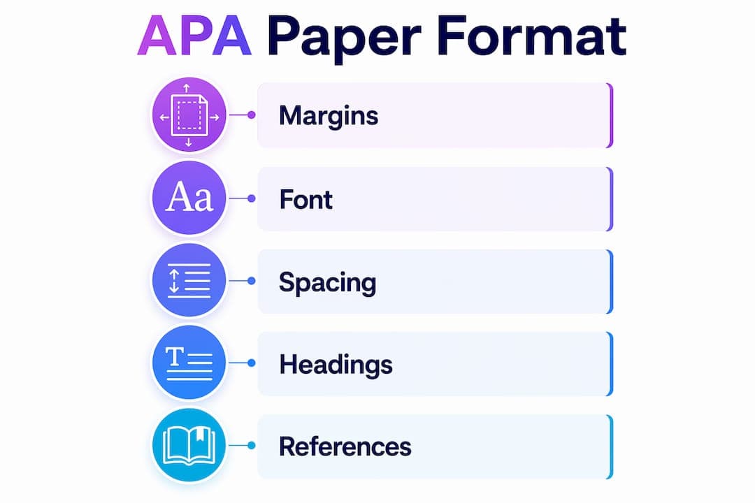 Infographic showing APA paper format steps