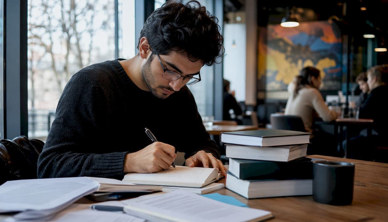 Graduate student managing academic citations
