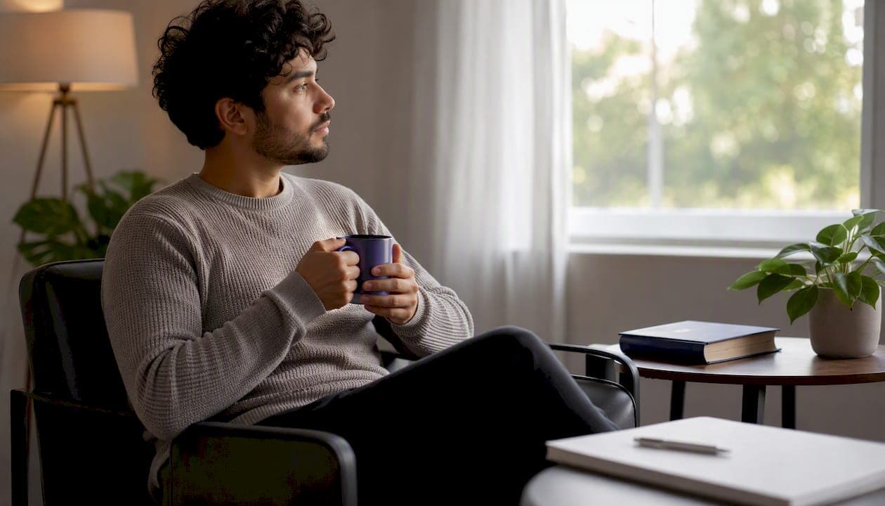 Thoughtful student in study environment