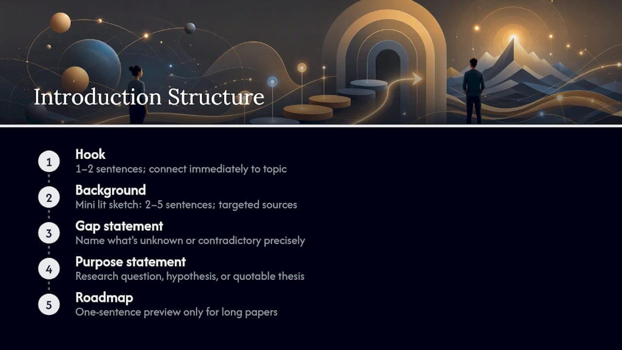 Diagram of research paper introduction structure steps