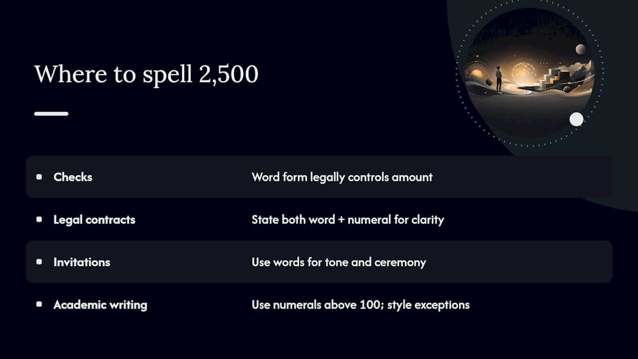 Where You'll See "2,500" Written Out in Full — overview diagram