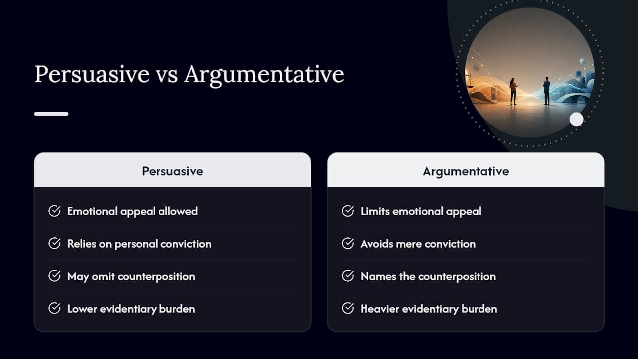 Persuasive and argumentative claim comparison