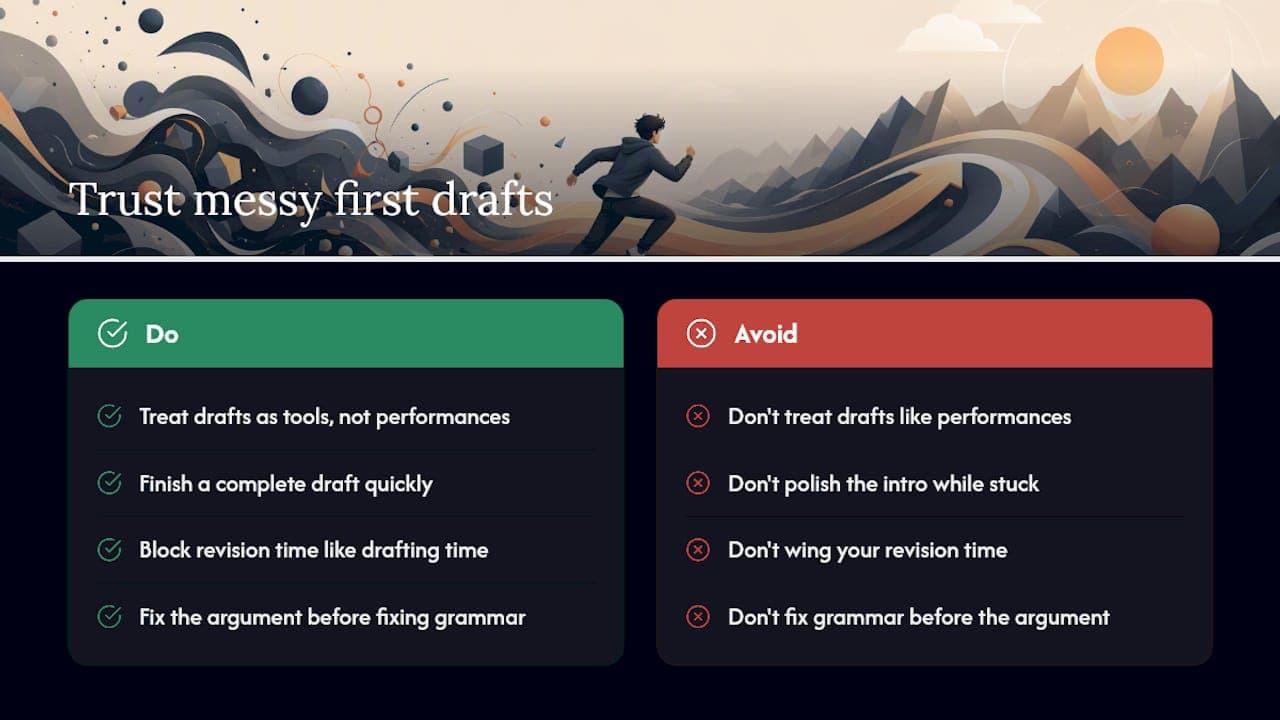 Why Messy First Drafts Are Worth Trusting — overview diagram