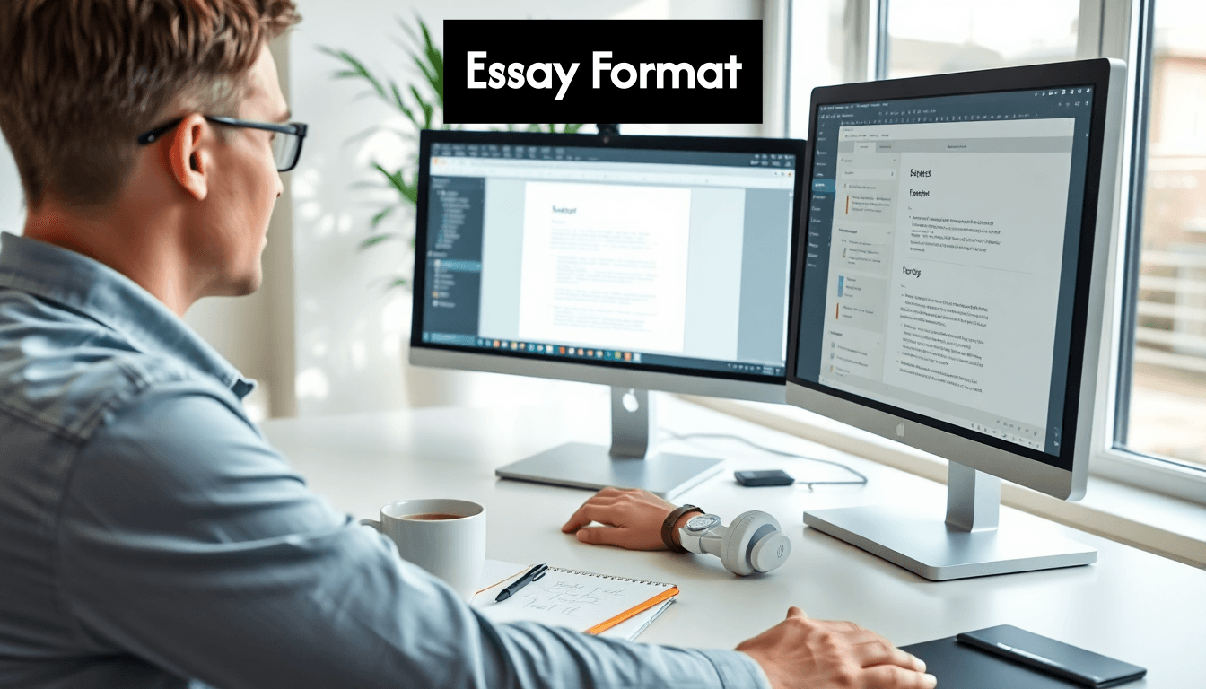 Person editing essay at computer with notes