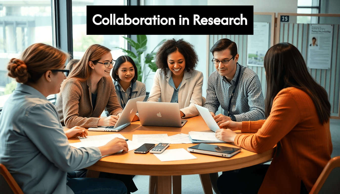 Describing image showing collaborations across researchers