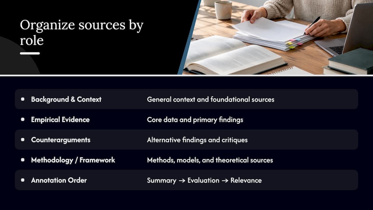 Source categories and annotation order