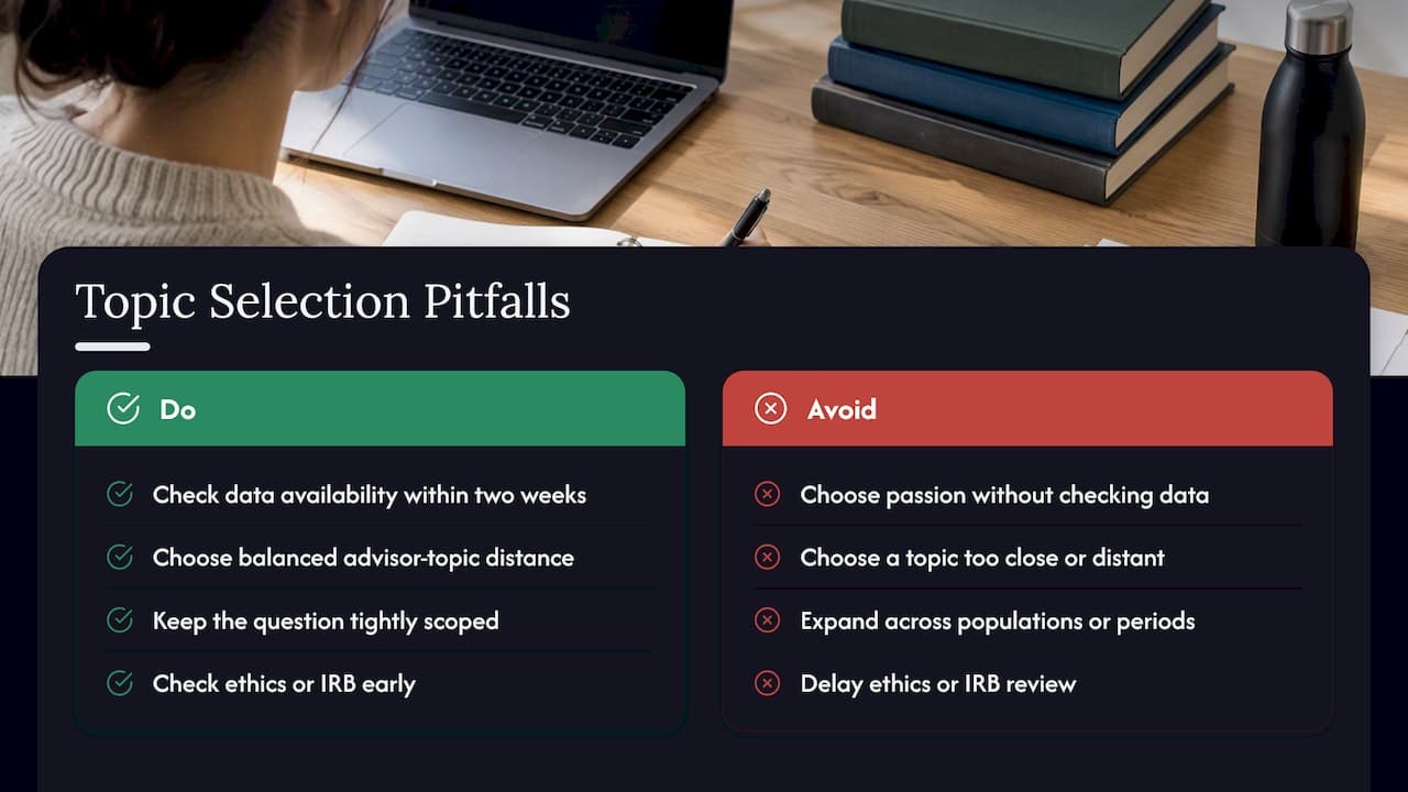 Common pitfalls in topic selection and how to avoid them — overview diagram