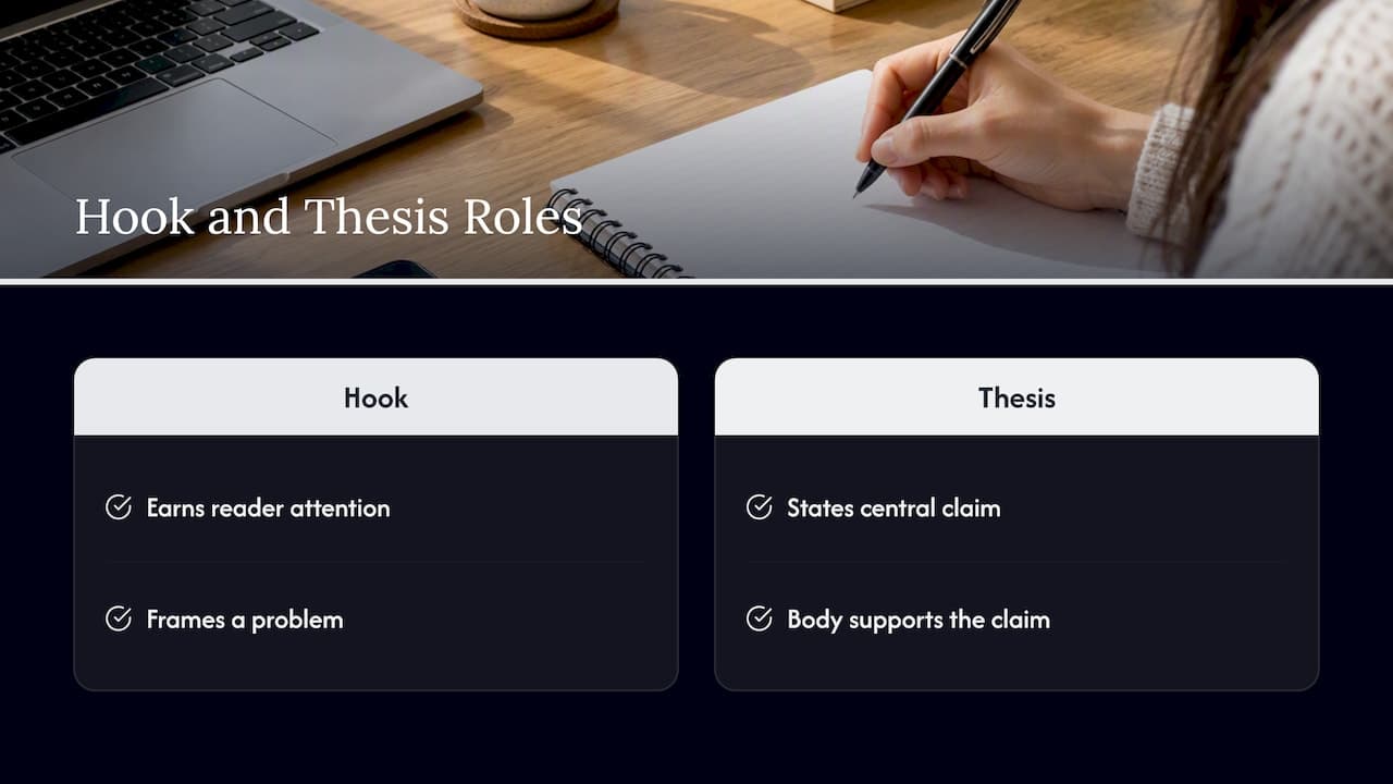 How an essay hook leads to its thesis